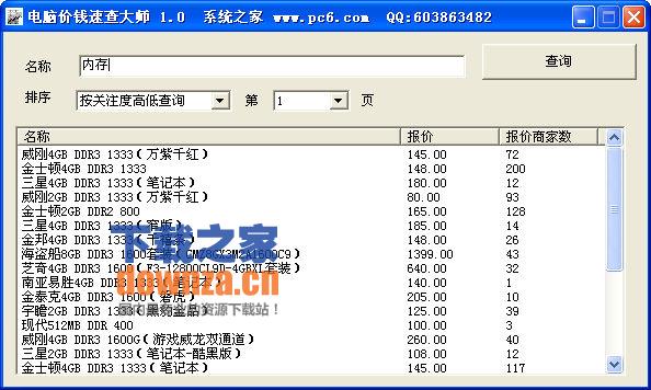 电脑价格查询大师 V1.0 PC6绿色版电脑价格查询电脑价格查询大师